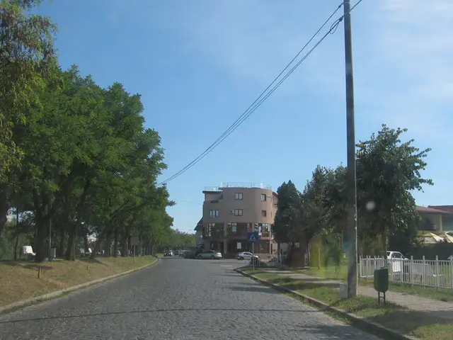 In the image we can see there are many vehicles. This is a road, grass, fence, electric pole,...
