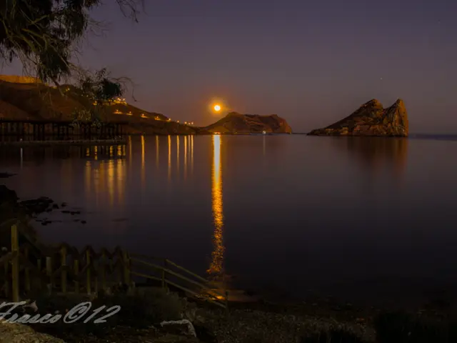 In this image, we can see mountains, bridge with railing. here we can see the water. At the bottom,...