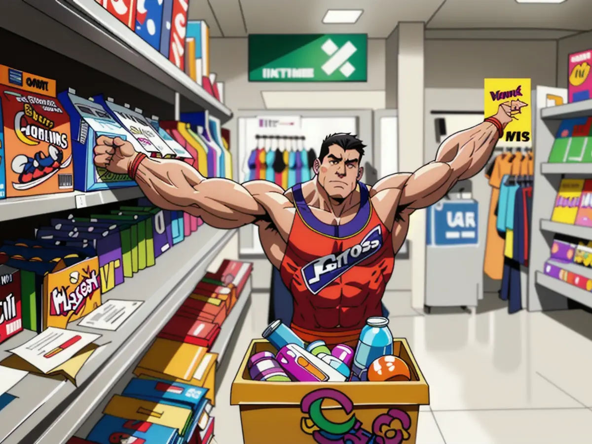 Individual consumer retrieving a product from a retail establishment's display unit.