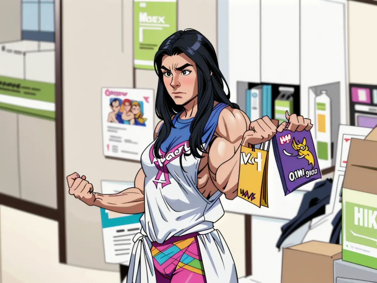 An individual browsing and purchasing cosmetics.