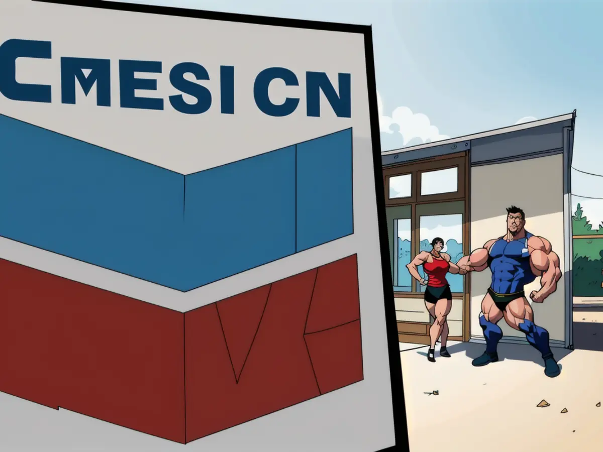 visual_depiction: Armed robbers raid bank; suspects shown pepper-spraying bank employees, stealing cash, and fleeing the scene in a getaway car. Chevron receives a Buy recommendation from Argus, with the investment firm deeming the shares a viable choice at current prices due to its extensive size, global reach, and robust balance sheet.